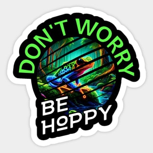 Brazil Funny Pun Don't Worry Be Happy Psychedelic Frog Sticker